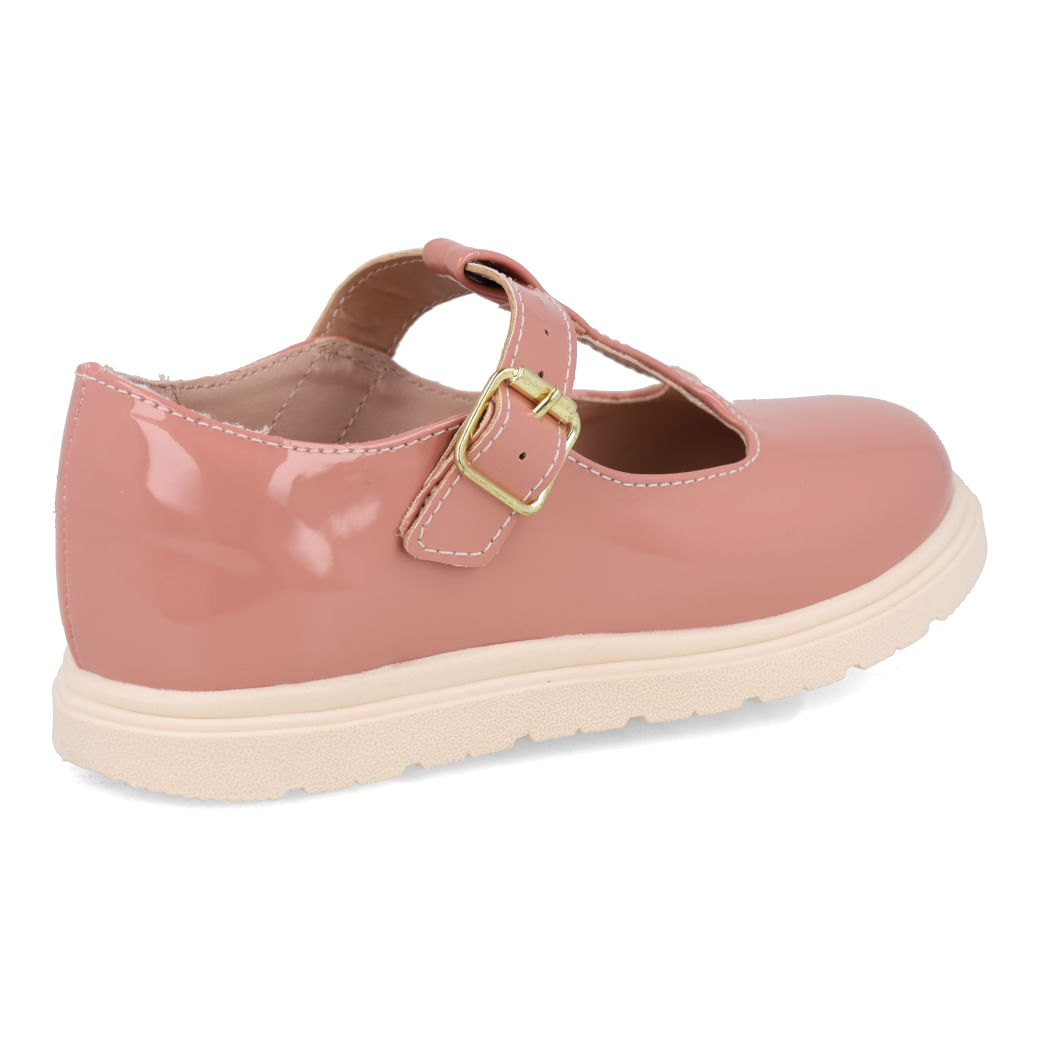 Sapatilha infantil rosa M Shuz Kids com fecho dourado e acabamento brilhante